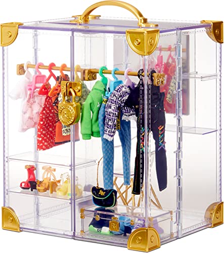 Portable Clear Acrylic Fashion Closet with 31+ Doll Clothing & Accessories U119949