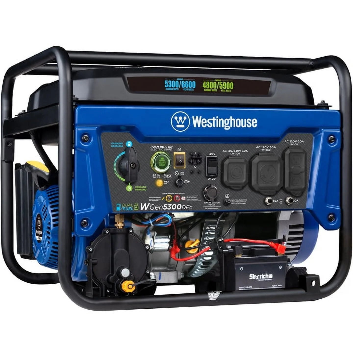 6600 Peak Watt Dual Fuel Portable Generator with Remote Electric Start U87256