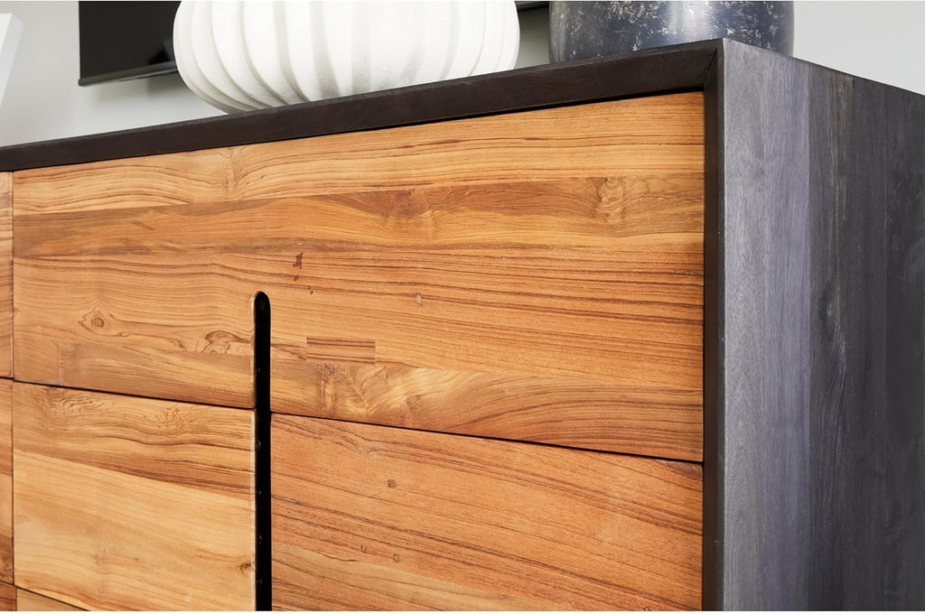 6 Drawers Solid Mango Wood Dresser Light Brown L3904