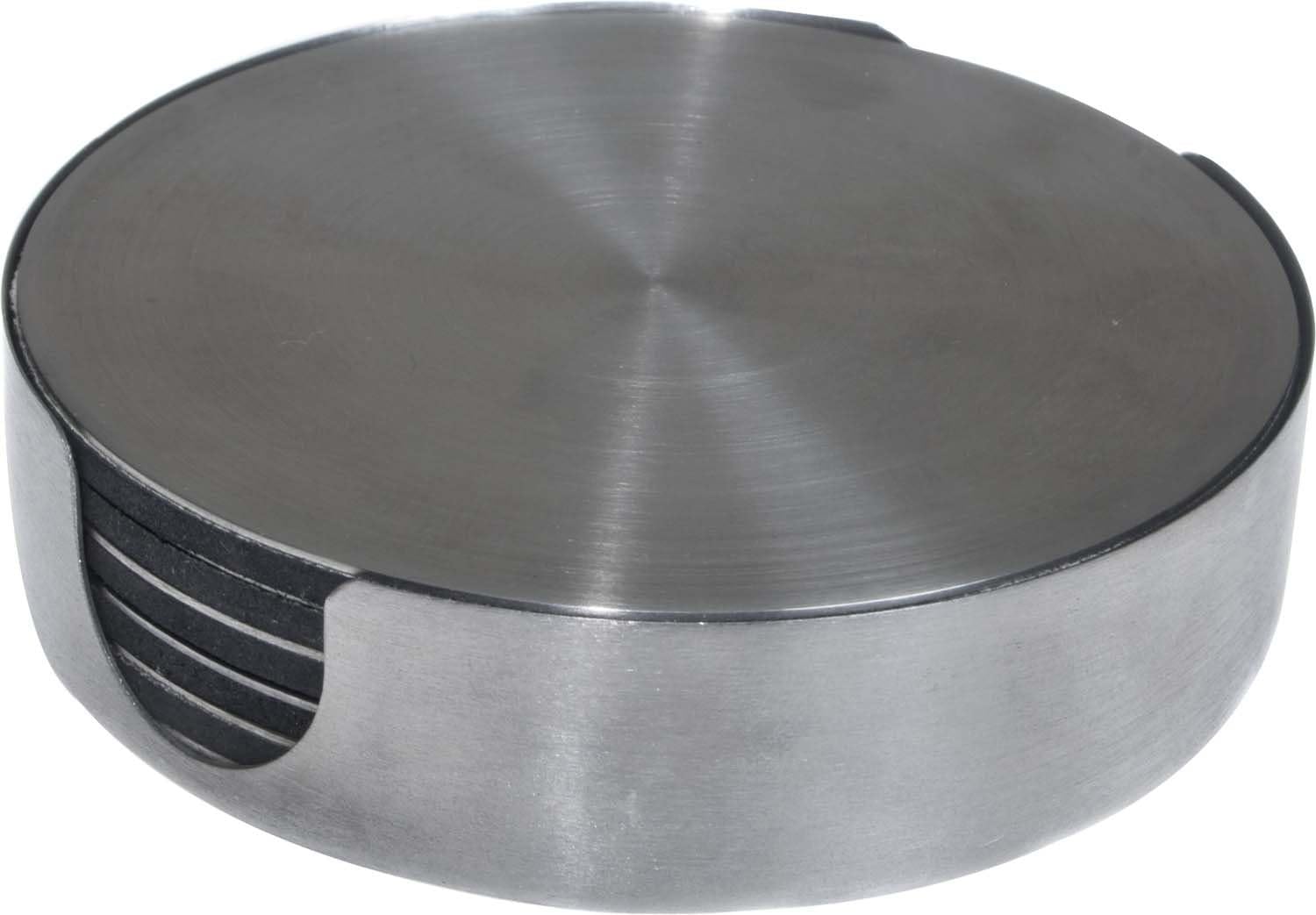 6-Pack Stainless Steel Coasters in Stainless Steel Holder H5221