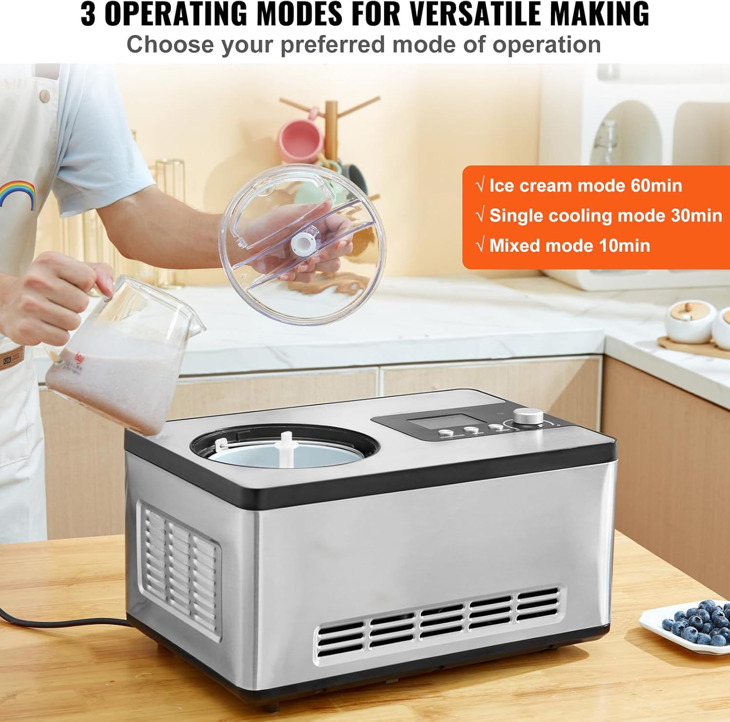 Stainless Steel Automatic Ice Cream Maker, 2 Quart D899