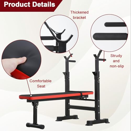 Adjustable Weight Bench with Squat Rack 660lbs Foldable K541