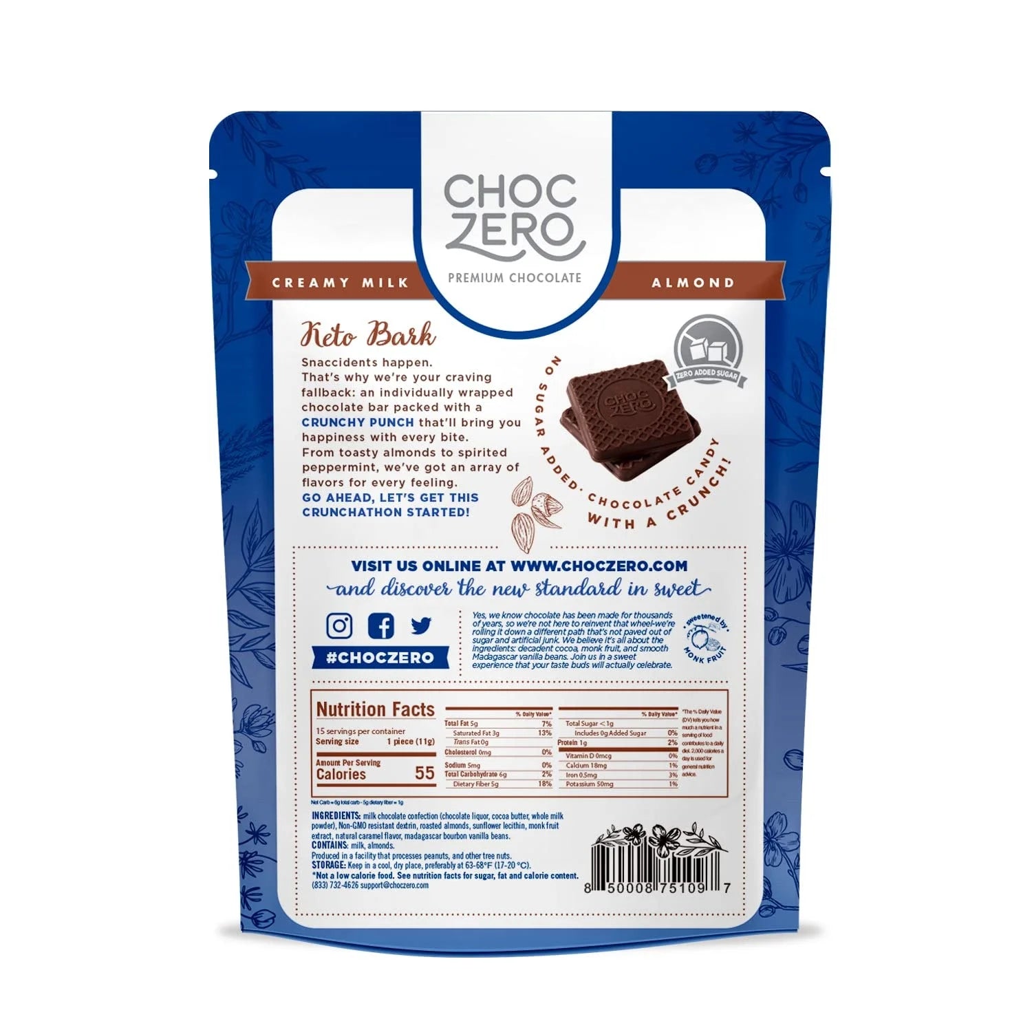 Milk Chocolate Almond Bark, 6 Bars, 1 oz Each Pack of 2 R786425