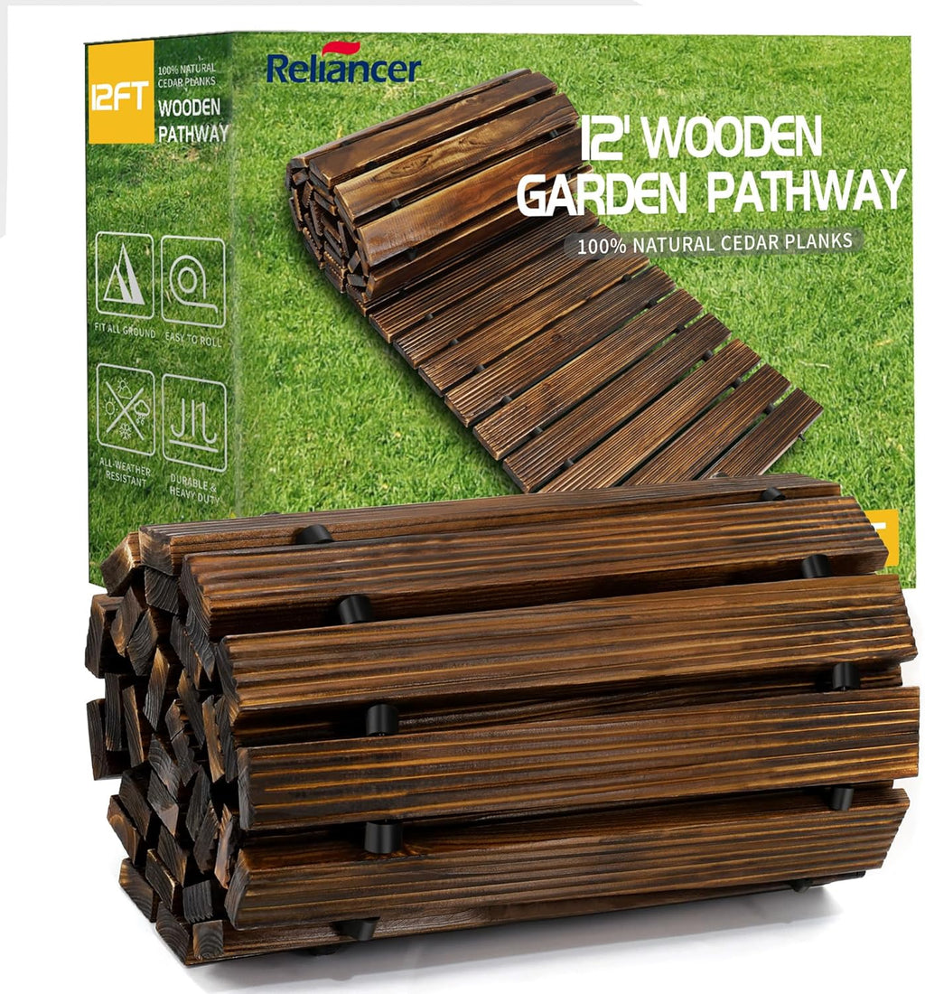 12 ft Wooden Cedar Garden Pathway T600