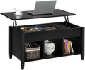 Black Lift Top Wood Coffee Table with Storage Shelf K558