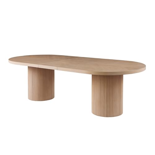 Black Oval Wooden Dining Table with Double Pedestal Base J25086