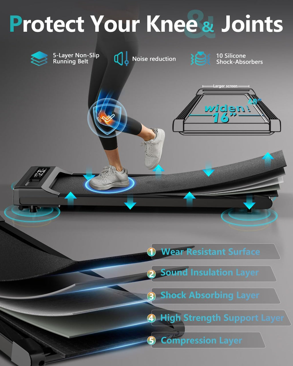 Under Desk Treadmill with Remote Control, 2 in 1 Walking and Jogging, LED Display D545700