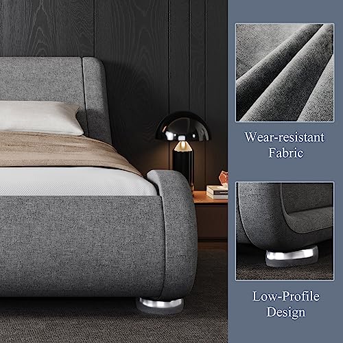 Queen Size Black Upholstered Platform Bed Frame C45165