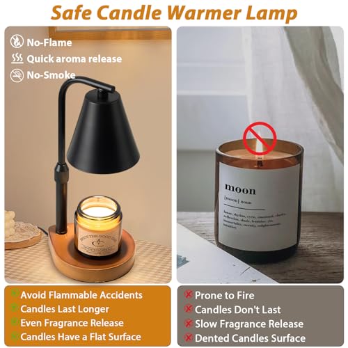White Adjustable Height Dimmable Candle Warmer Lamp with 2 Bulbs I395693
