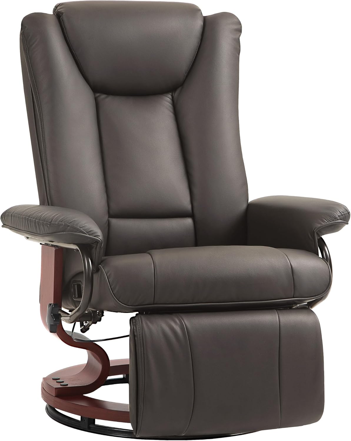Brown PU Leather Manual Swivel Recliner Chair with Footrest H859058