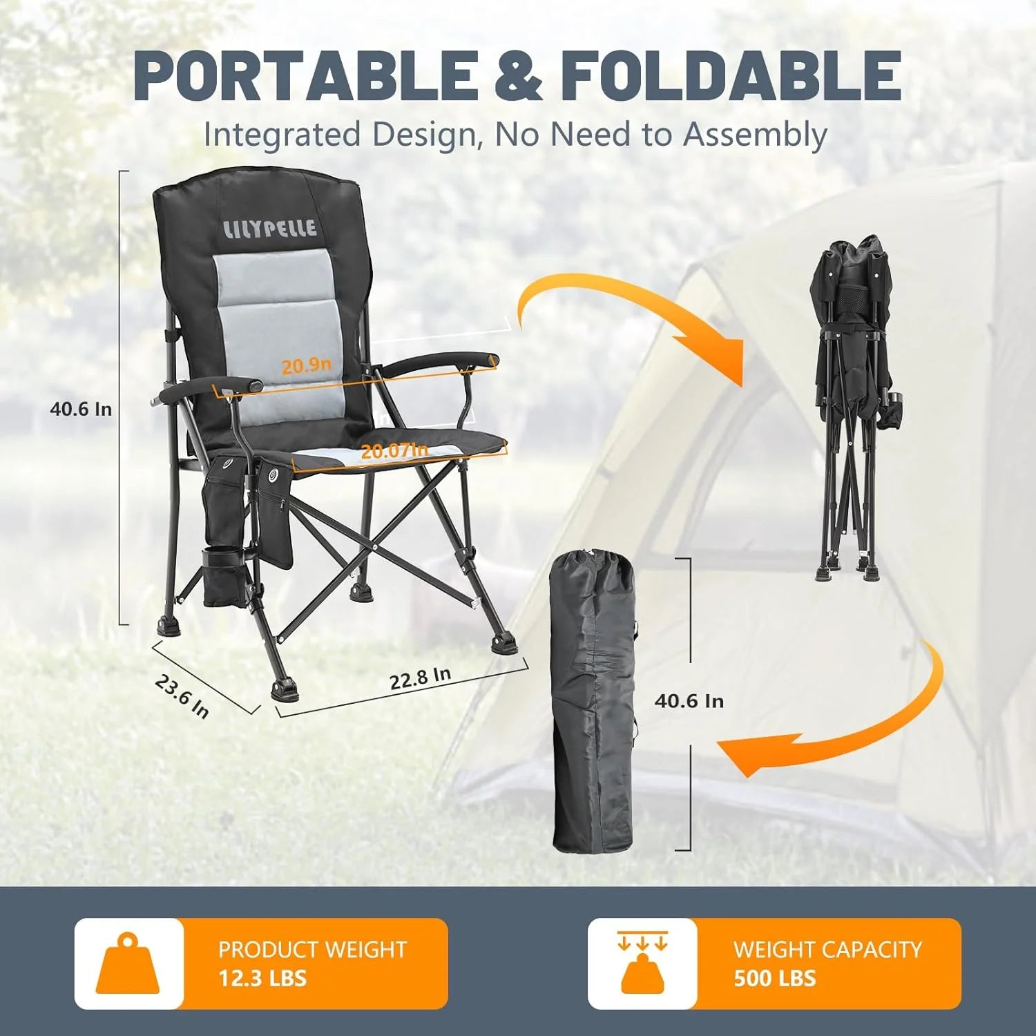 Heated Folding Camping Chair W8310
