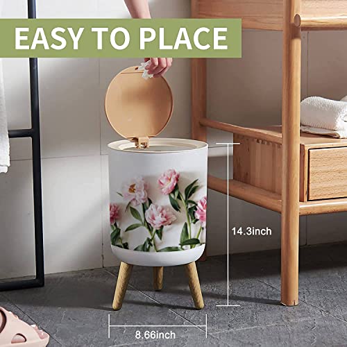 Pink Peonies Small Trash Can with Lid J1089