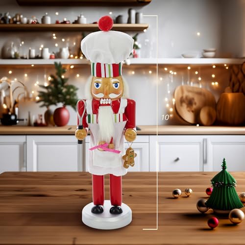 Rosy Red Baking Nutcracker Chef 10 inch Wood Decorative Tabletop Figurine Z643