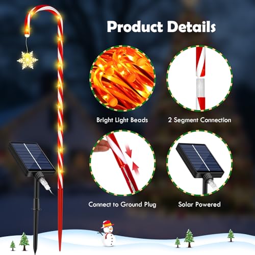 24 Pack Solar Candy Cane Lights with Remote G872