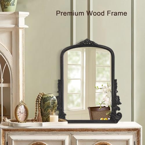 Black Antique Arched Wooden Frame Mirror Y1169
