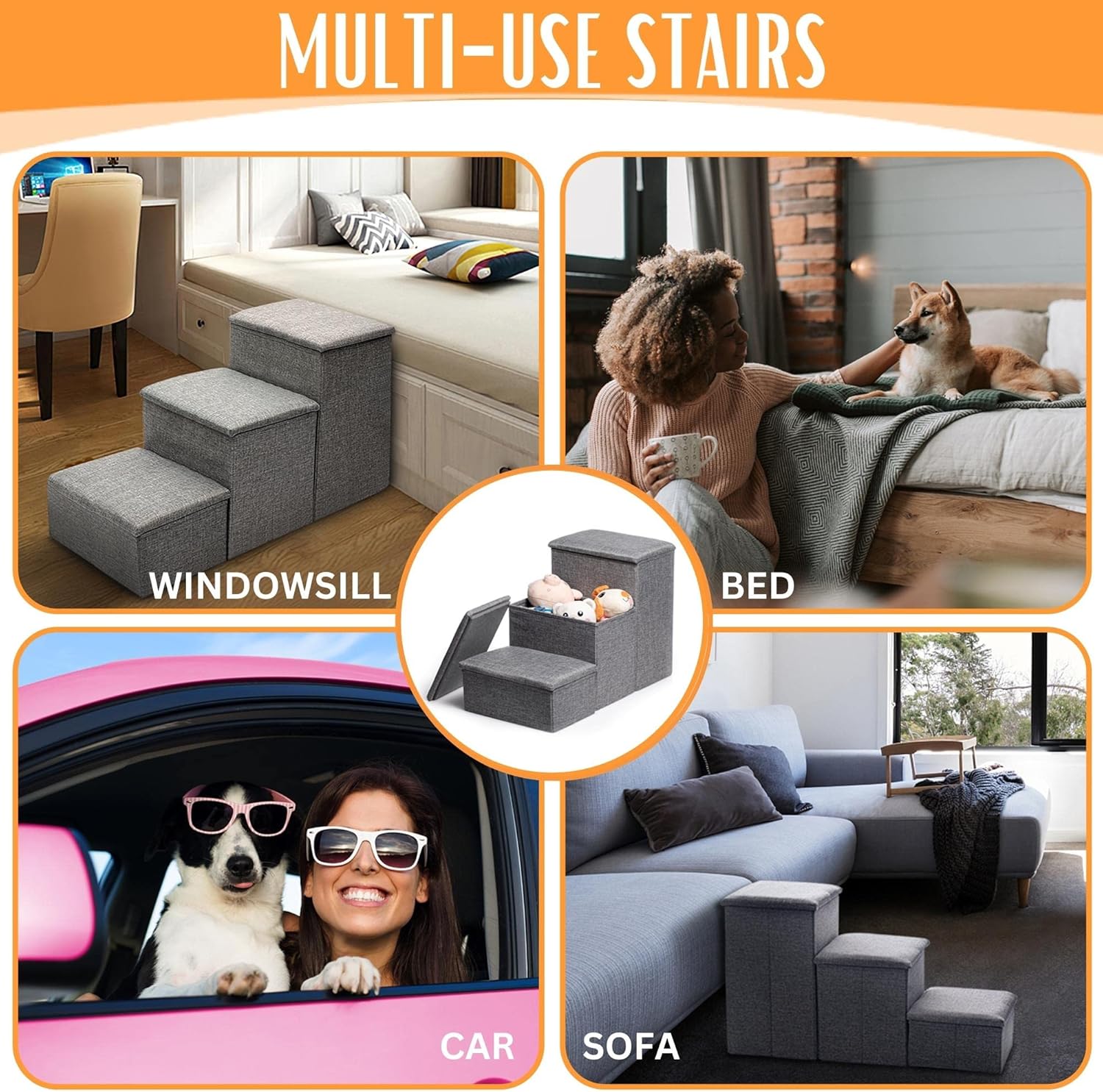 Foldable Dog Steps with Storage G205076