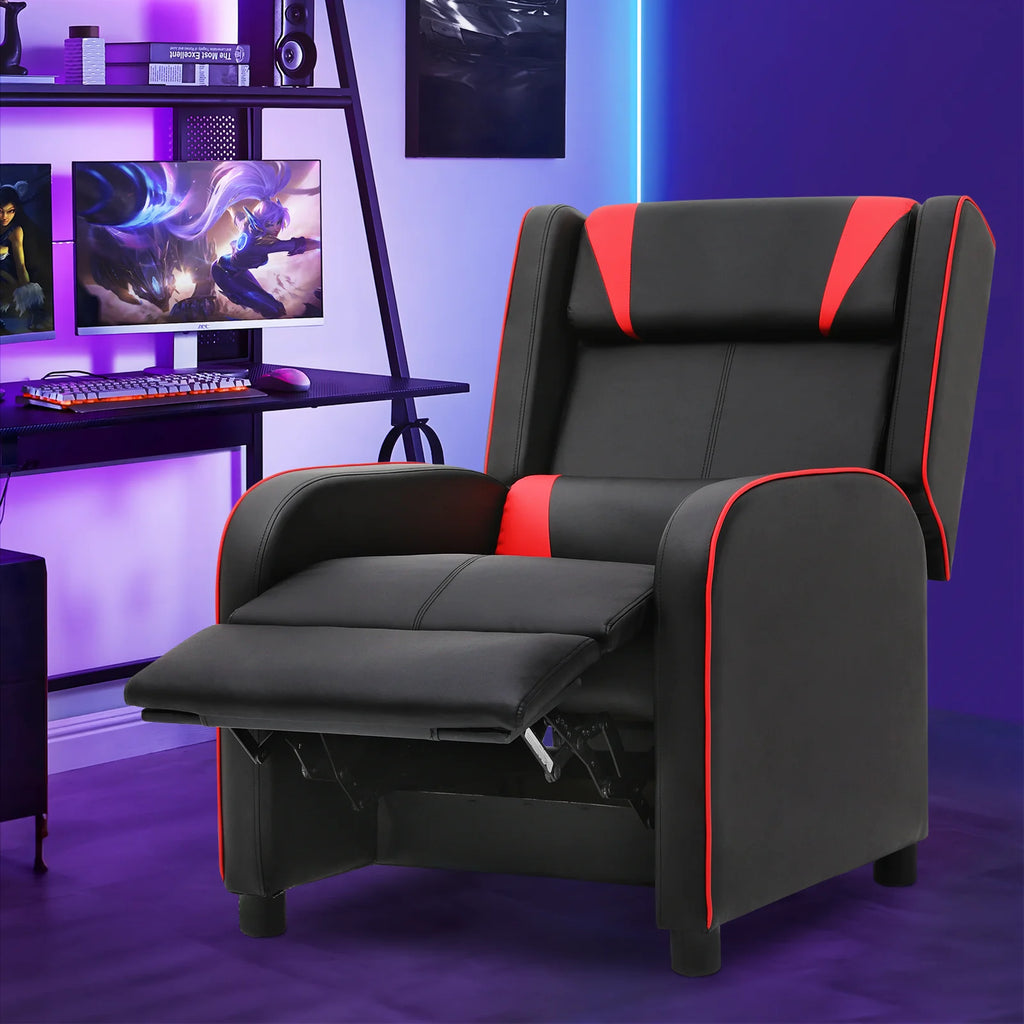Red PU Leather Gaming Recliner Chair with Footrest O396124