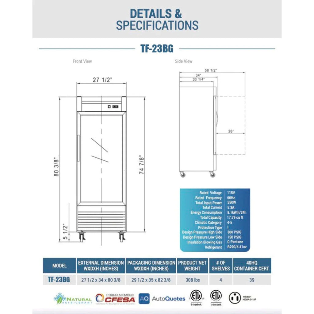 27 1 Door Glass Reach-In Freezer V740