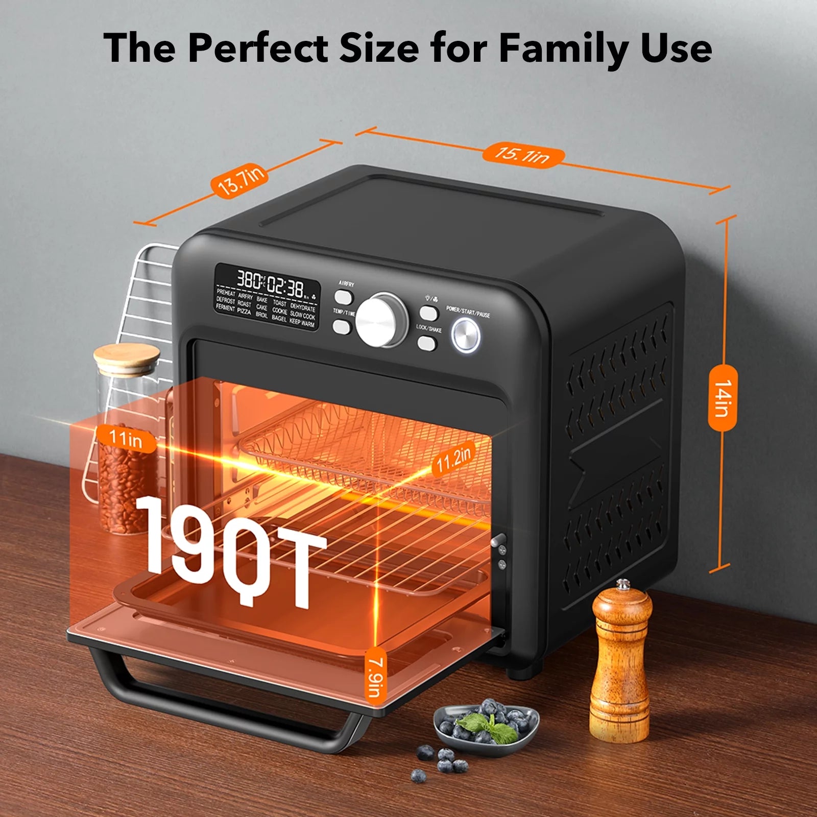 19 QT 15-in-1 Convection Toaster Oven with Child Lock P71612