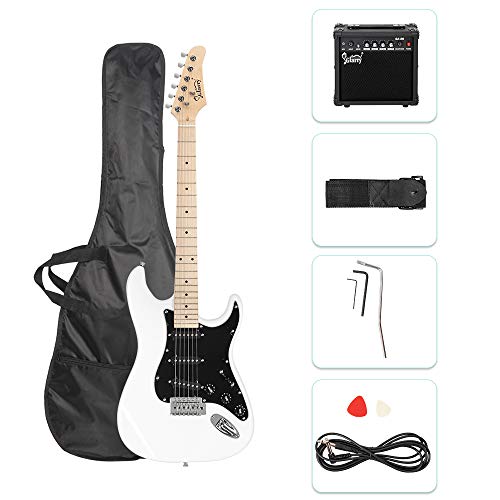 Full Size Electric Guitar with 20W Amp and Accessories Pack Guitar Bag (Blue) J929