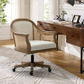 Ivory Rattan Desk Chair with Armrest M63183