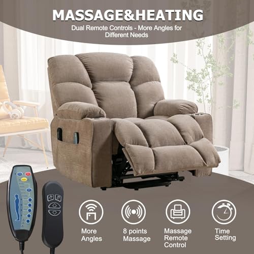 Oversized Power Lift Recliner Chair Brown W716756