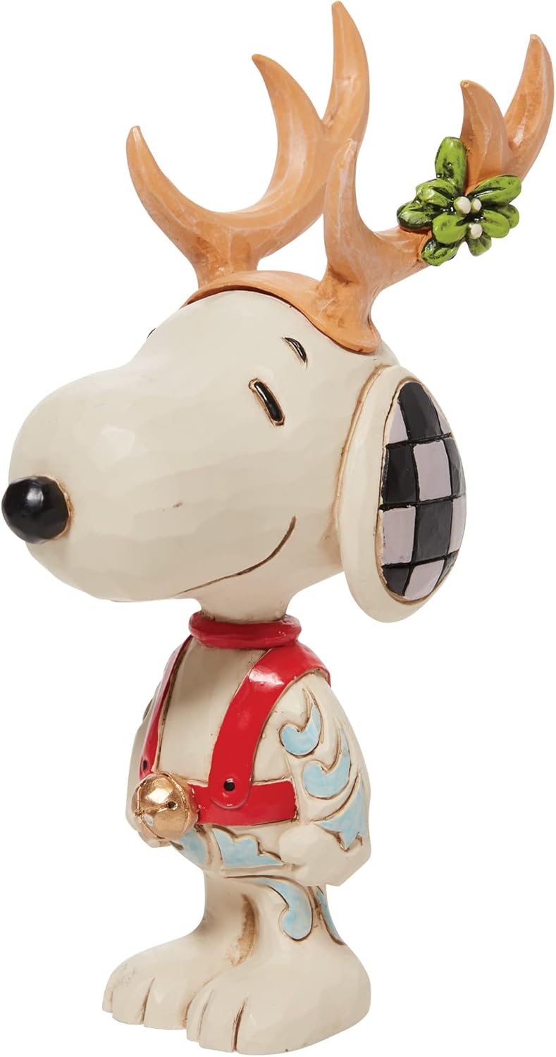 Peanuts Snoopy Reindeer Miniature Figurine, 3.82 Inch, Multicolor V4258