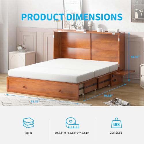 Gray Queen Murphy Bed with Storage Drawers V21131