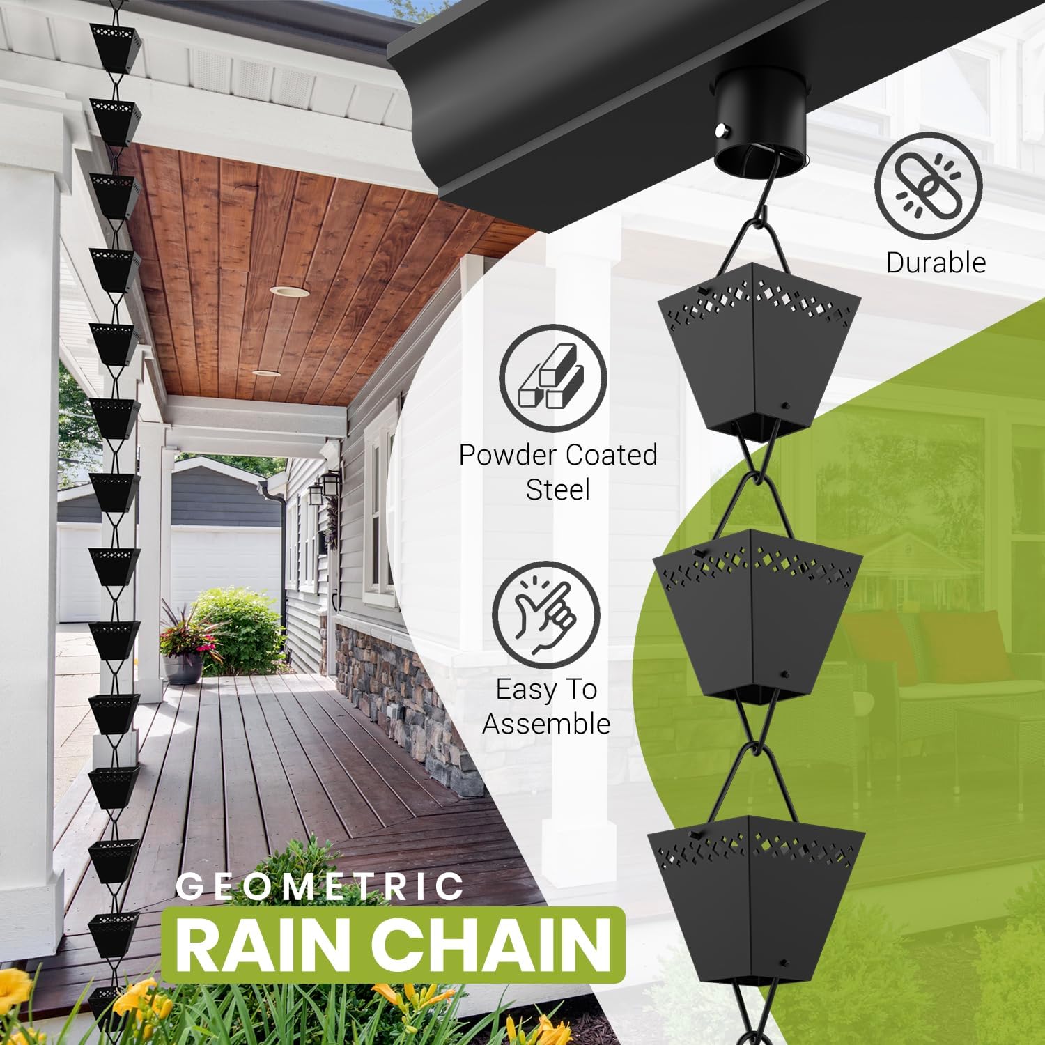 Black Powder Coated Rain Chain Kit 10 ft V59668