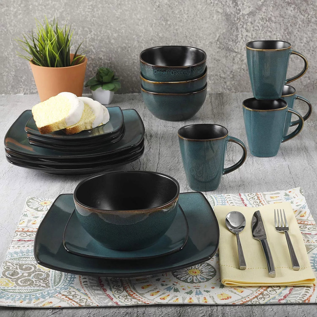 16 Pc Teal Dinnerware Set U30534
