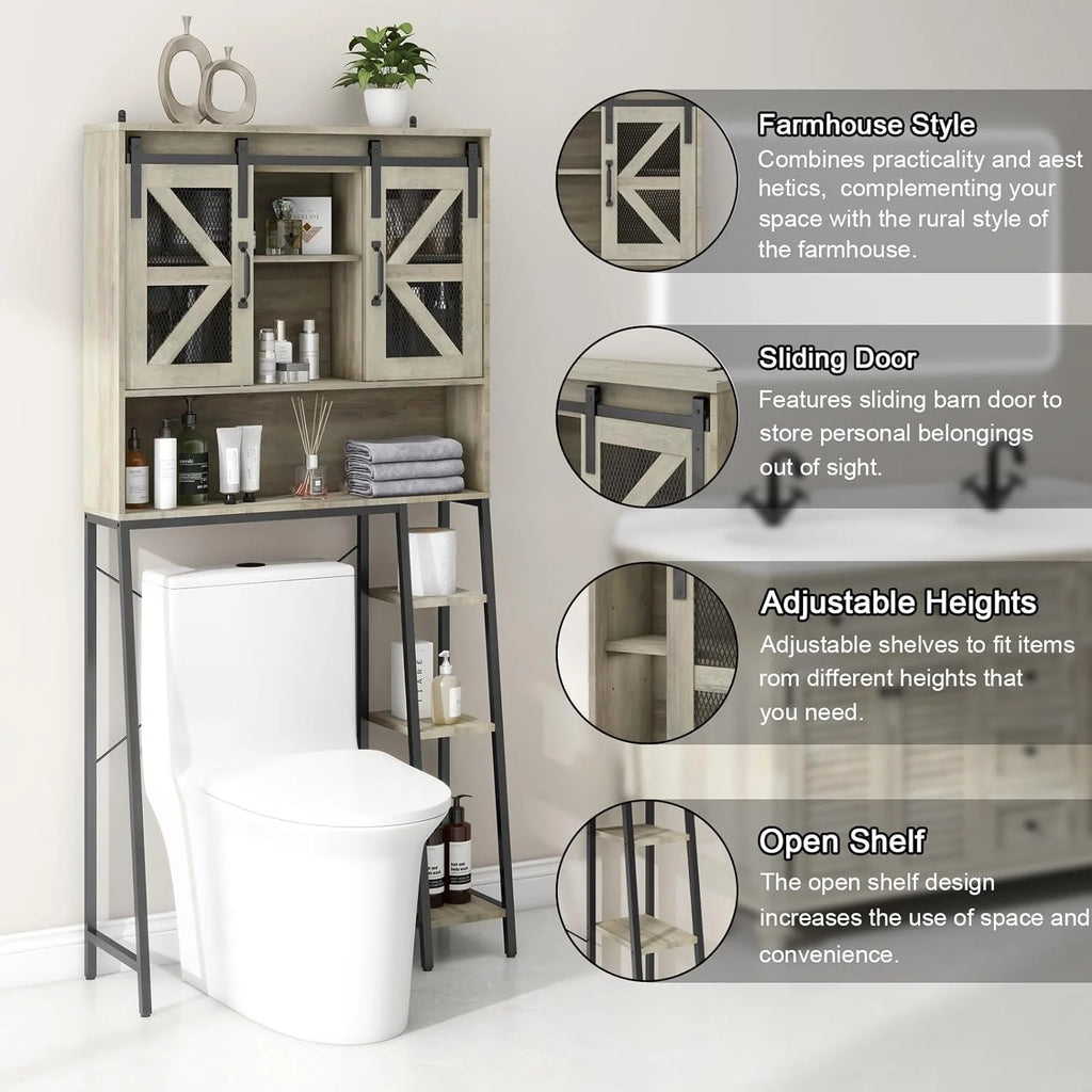 Over The Toilet Storage Cabinet with Sliding Barn Door H719