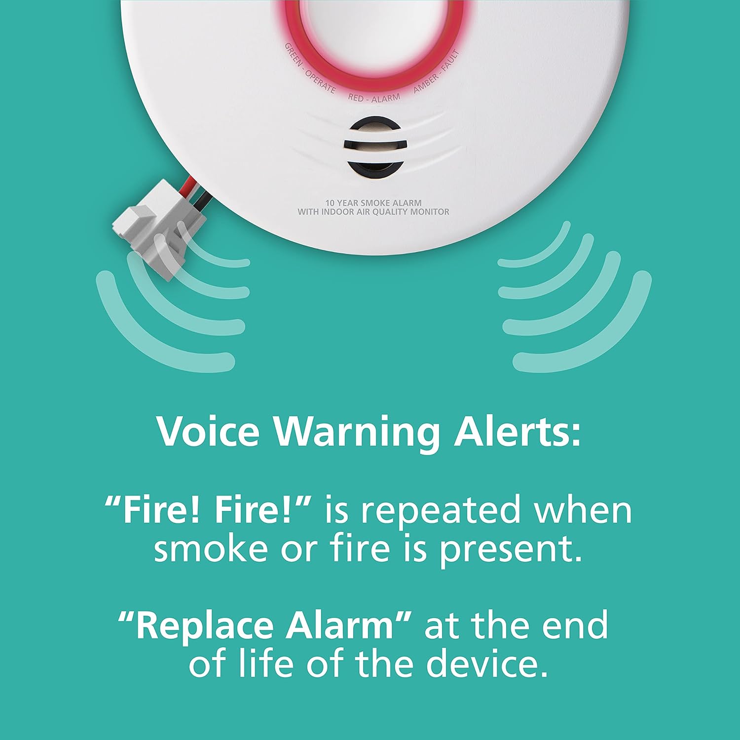 Smart Smoke Detector & Indoor Air Quality Monitor, WiFi, Hardwired with Battery Backup A392