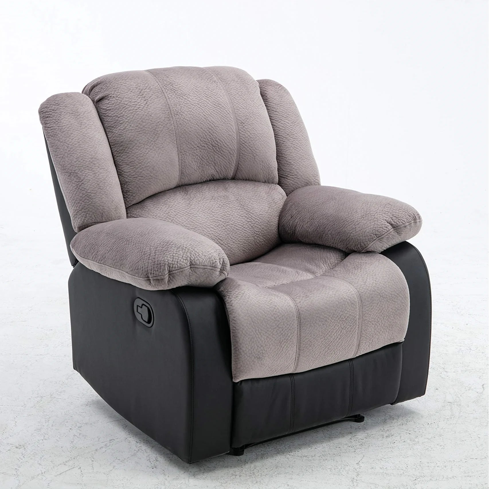 Manual Single Reclining Sofa, Gray PU Leather V40382