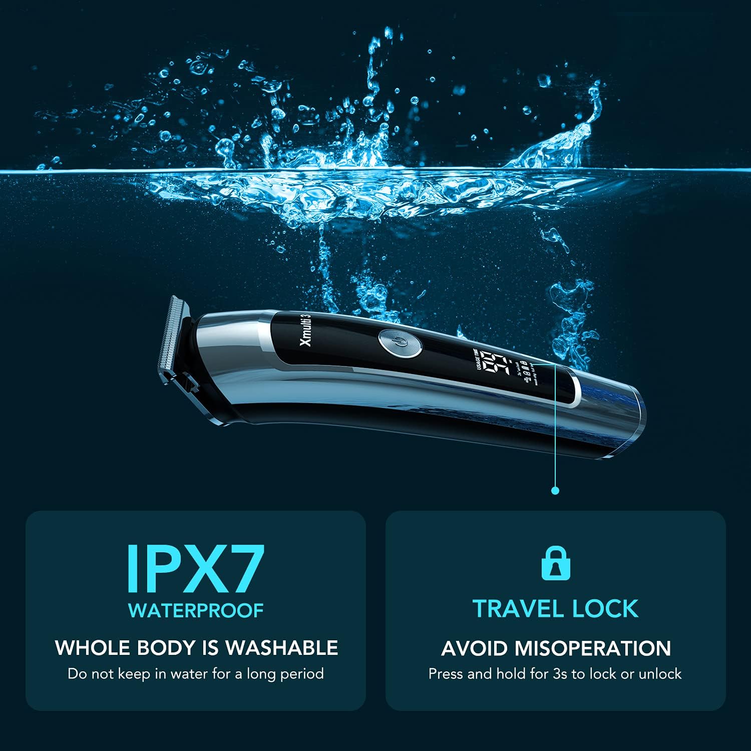 Electric Beard Trimmer, All-in-1 Multi-Grooming Hair Trimmer Kit, Cordless Clippers with Waterproof V47335