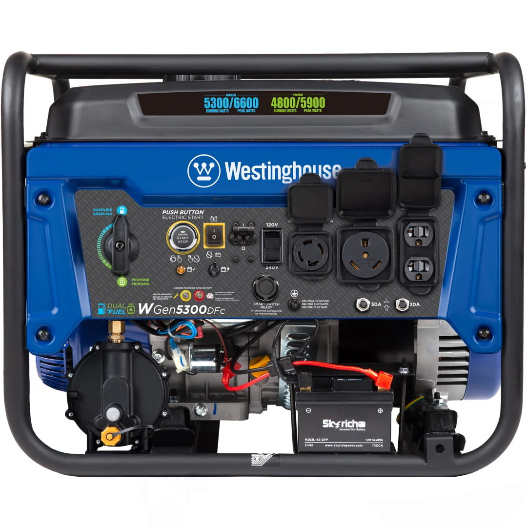6600 Peak Watt Dual Fuel Portable Generator with Remote Electric Start U87256