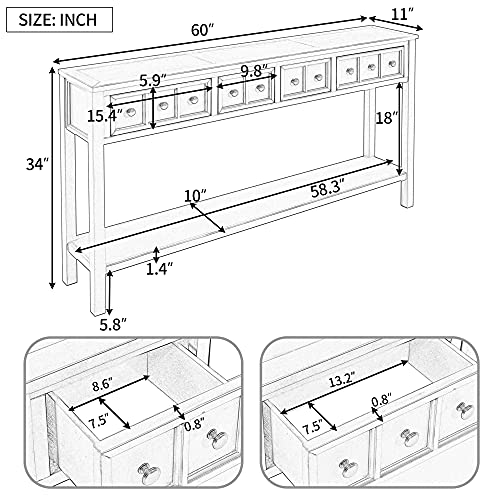 Sideboard Console Table with 2 Drawers and Bottom Shelf S34420