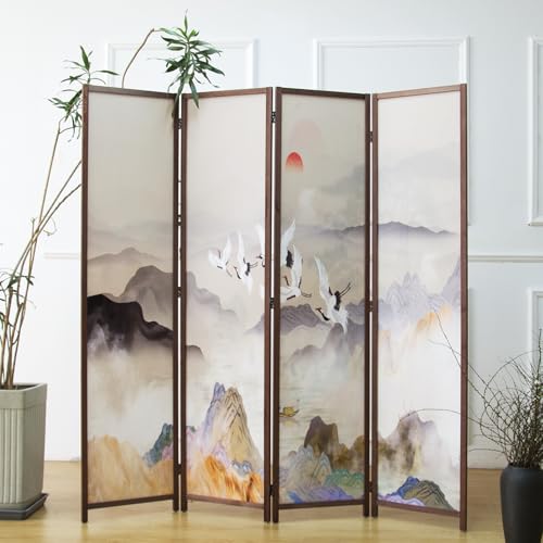 6 Panel Double Faced Room Divider Folding Wall Divider, 67" H x 94.5" W I765
