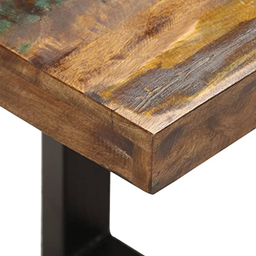 Solid Reclaimed Wood & Steel Bench E6556