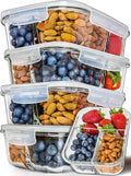 5 Packs 3 Compartments 34 Oz Glass Food Storage Containers B944409