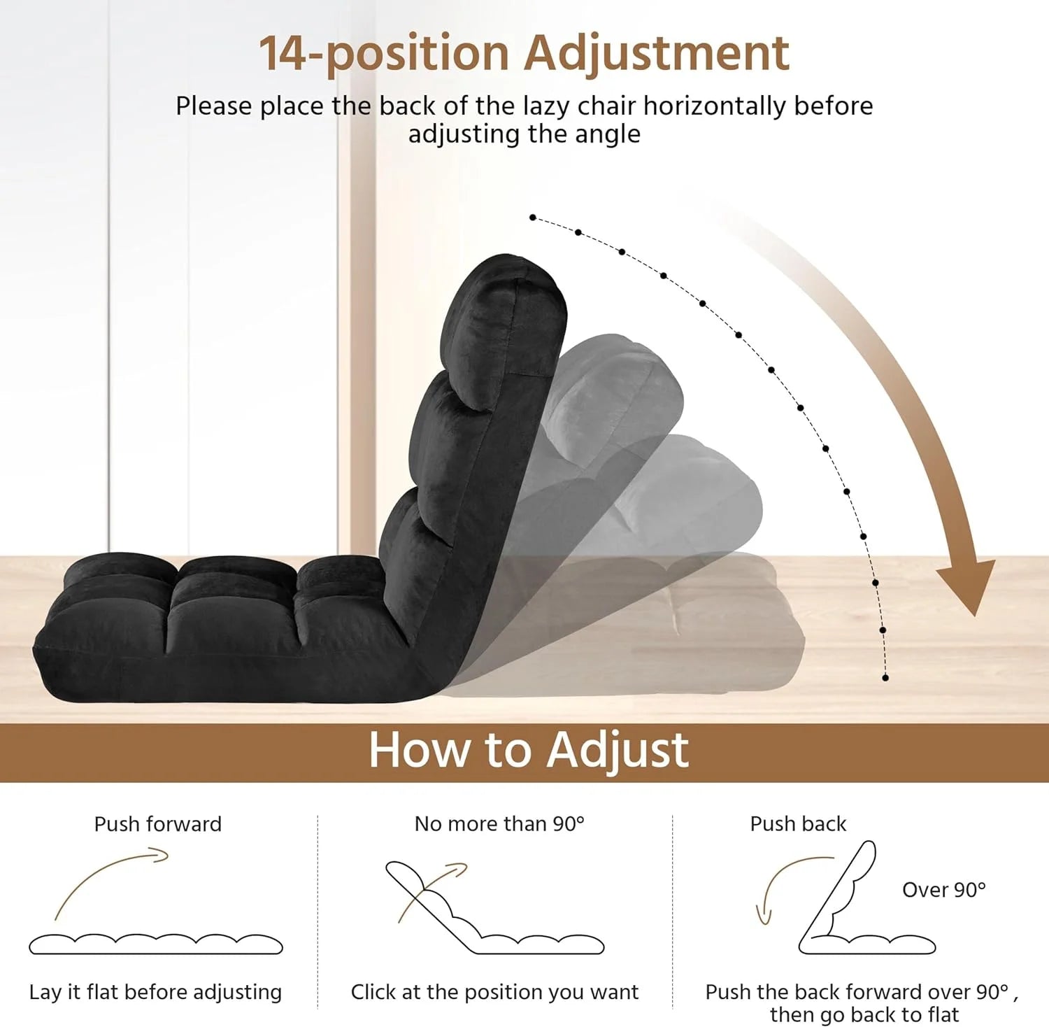 Black Floor Folding Chair with Back Support C51671