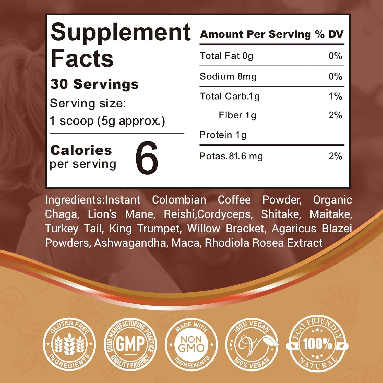 Colombian Instant Coffee Powder with 10 Mushrooms D27965