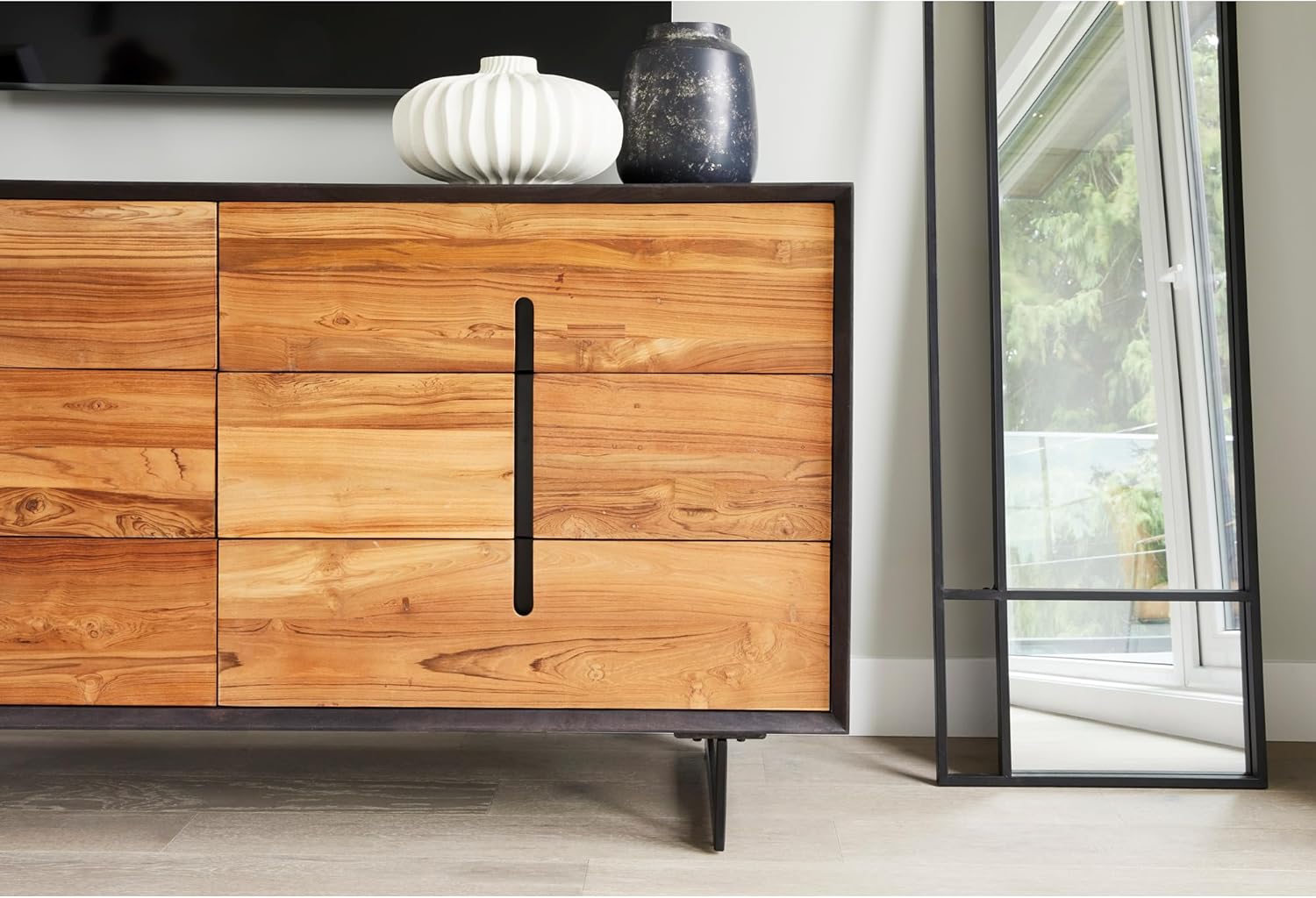6 Drawers Solid Mango Wood Dresser Light Brown L3904
