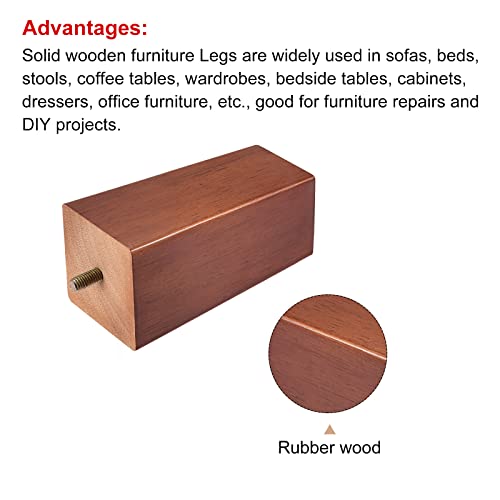 6 Inch Set of 4 Square Solid Wood Couch Legs Light Brown W84658