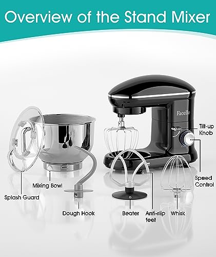 660W Tilt-Head Stand Mixer with 6.5 QT Stainless Steel Bowl N860208