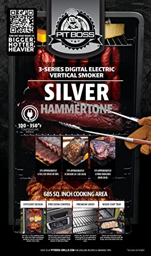Silver Hammertone Digital Electric Vertical Smoker N3630