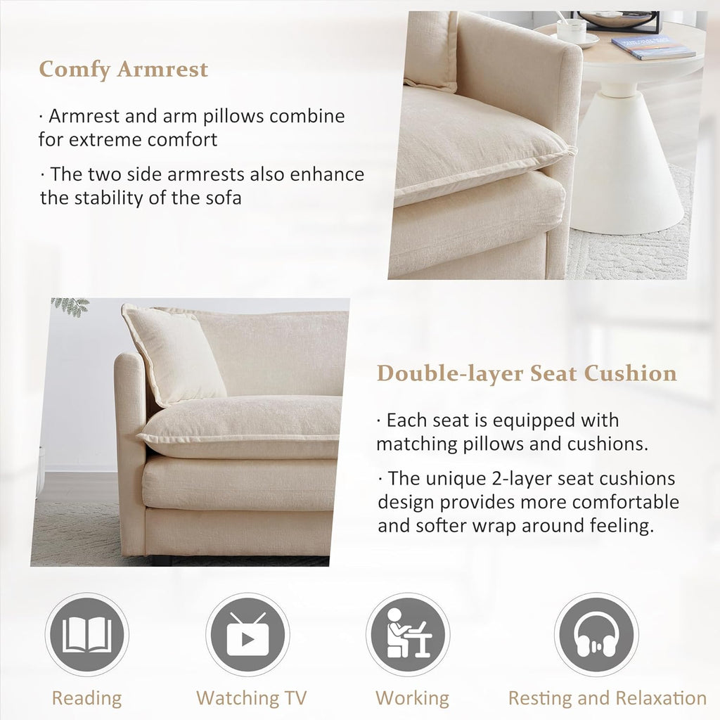Oversized U-Shaped Modular Sectional Sofa Couch, Soft Chenille, Camel U212245