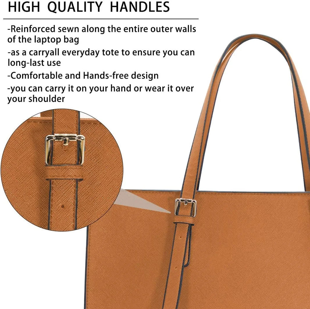 Brown Waterproof Leather 15.6 Inch Laptop Tote Bag L57166
