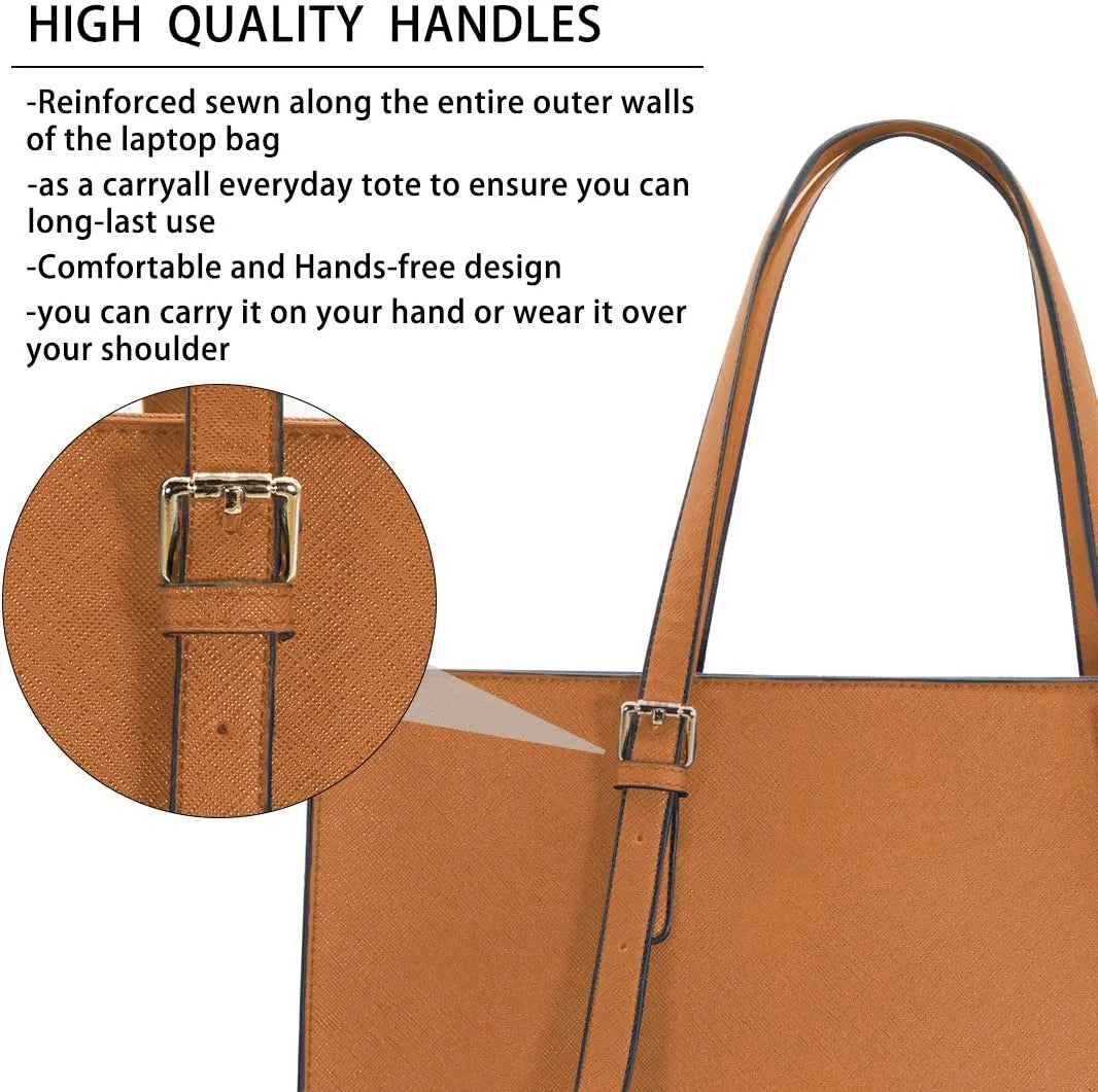 Brown Waterproof Leather 15.6 Inch Laptop Tote Bag L57166