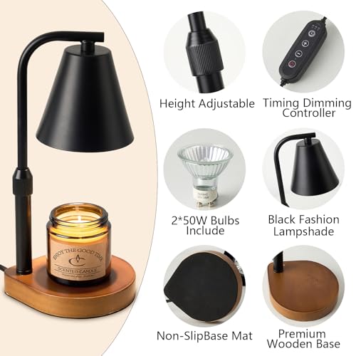 White Adjustable Height Dimmable Candle Warmer Lamp with 2 Bulbs I395693