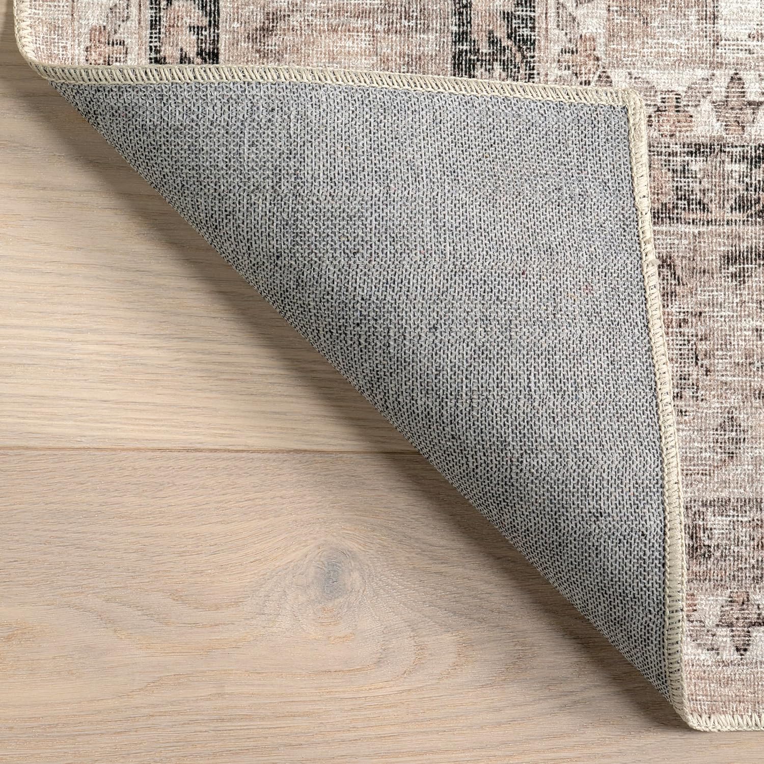 6x9 Spill Proof Machine Washable Area Rug, Stone/Ivory K319
